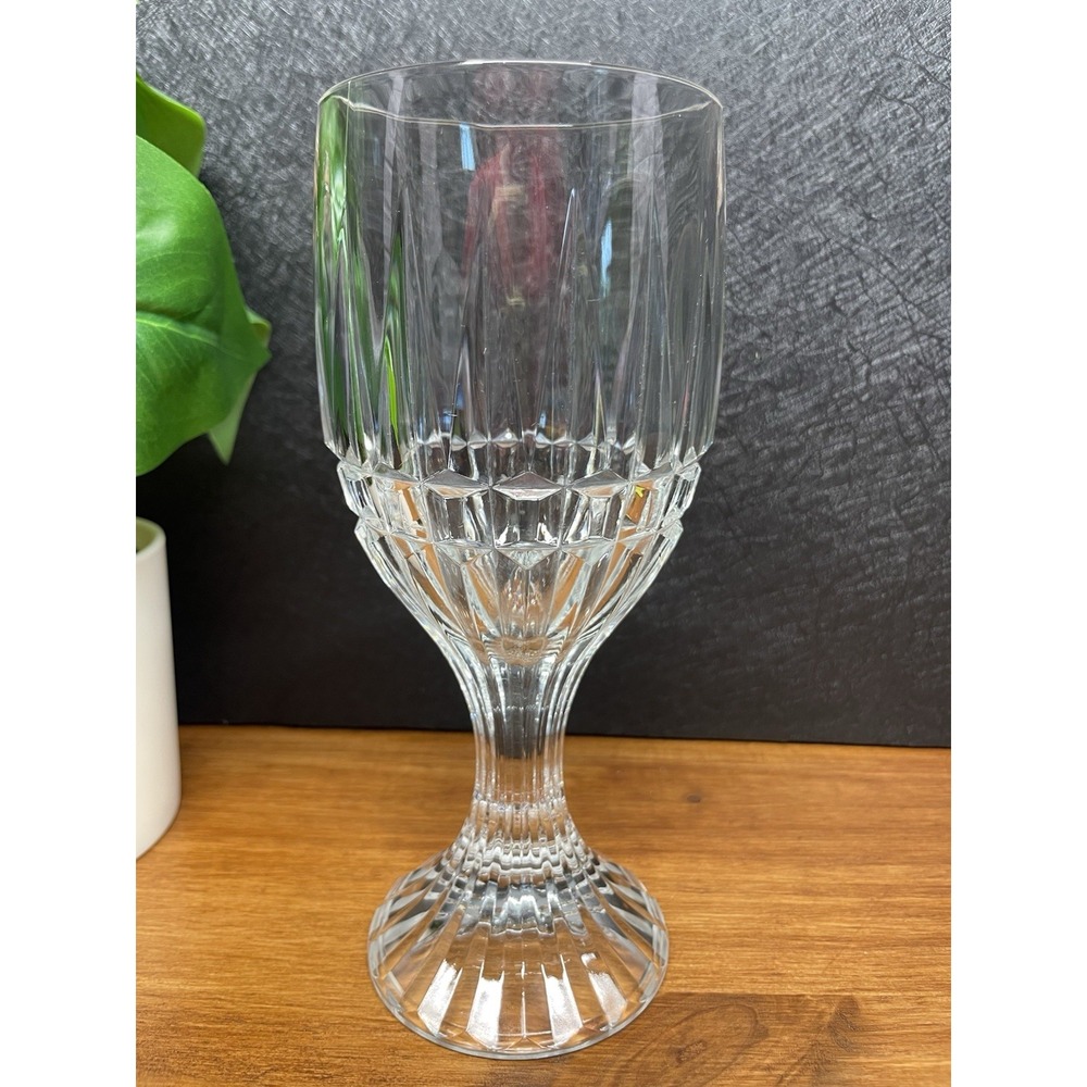 Trevi by Home Essentials Crystal Goblet Italy Clear Vertical Cut Bowl & Stem